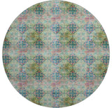 Premium Machine Washable Mayfield AMF557 Green 8' x 8' Round Rug