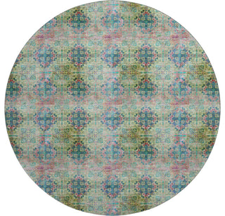 Premium Machine Washable Mayfield AMF557 Green 8' x 8' Round Rug