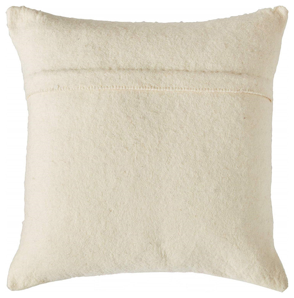 Hand Felted Wool Pillow Cover, Cream Heart on Cream, 20"