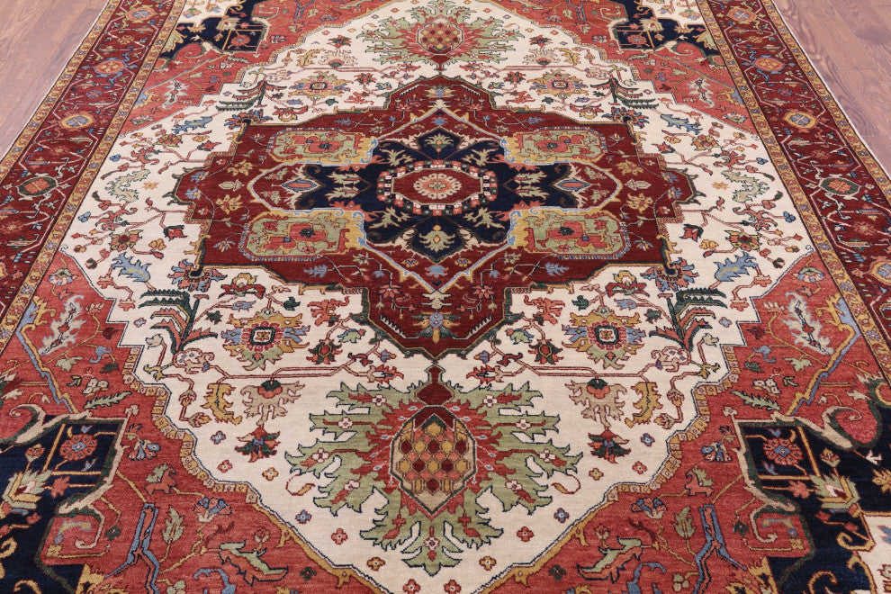 7' 11" X 10' 0" Handmade Persian Fine Serapi Wool Rug - Q14686