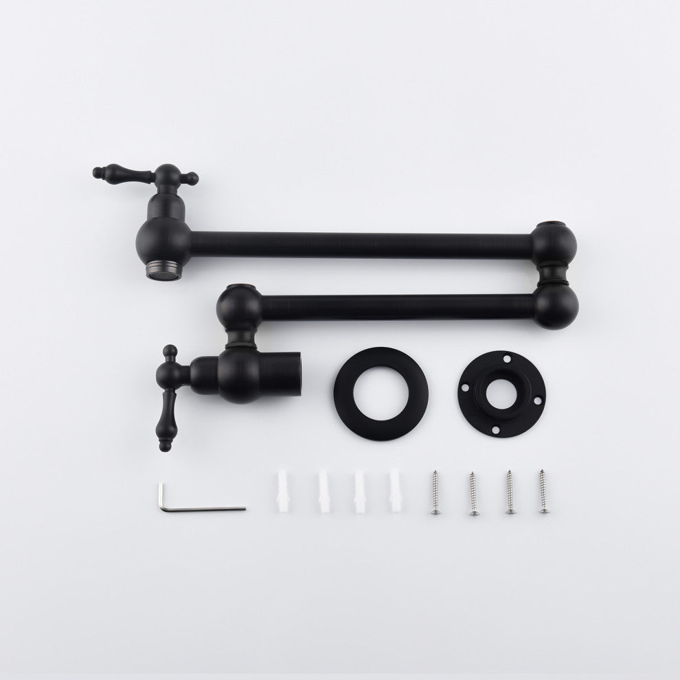 Wellfor Wall Mount Pot Filler Kitchen Faucet With 4 GPM Flow Rate, Matte Black