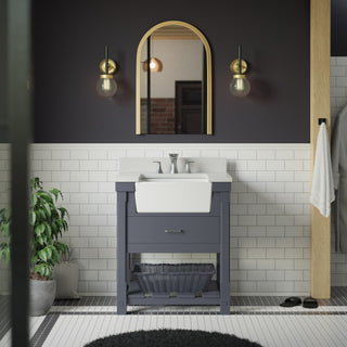 Charlotte 30" Bathroom Vanity, Marine Gray, Quartz