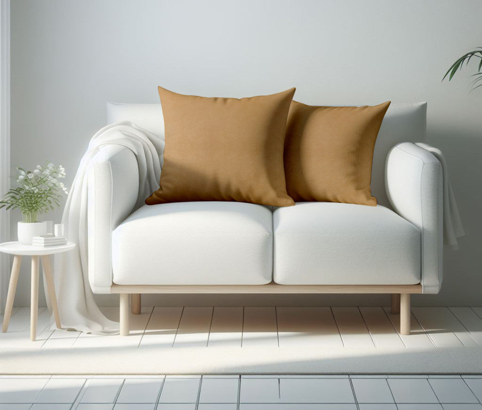 A1HC Soft Velvet Pillow Covers, YKK Zipper, Set of 2, Mocha, 20"x20"