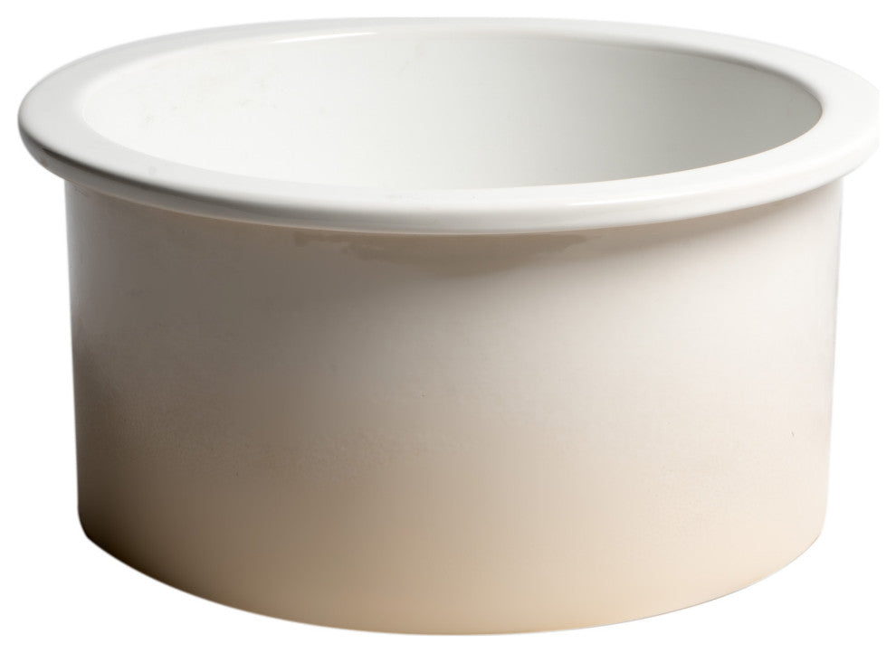 Undermount/Drop Fireclay Prep Sink, White, 18"x18", Round