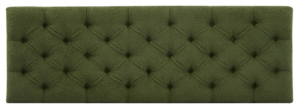 GDF Studio Ottilie Contemporary Button-Tufted Storage Ottoman Bench, Green Boucle