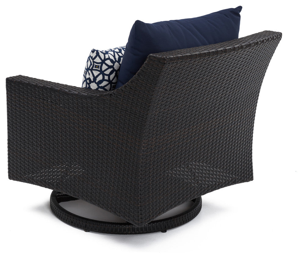 Deco 5 Piece Sunbrella Outdoor Patio Love and Motion Club Fire Set, Navy Blue