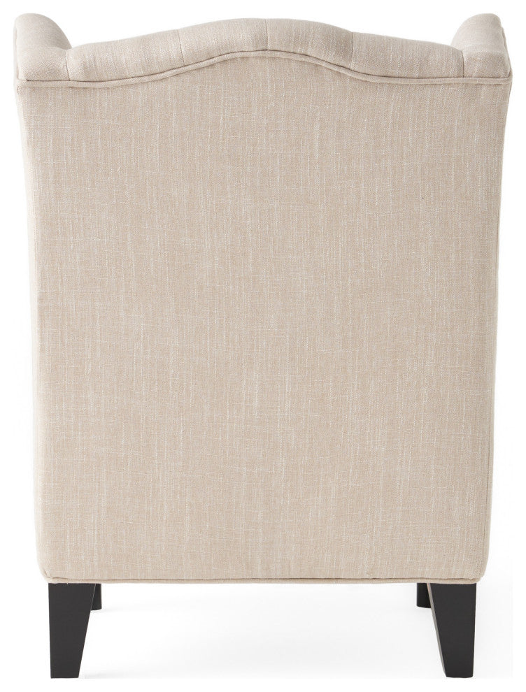 GDF Studio Clarice Tall Wingback Tufted Fabric Accent Chair, Light Beige