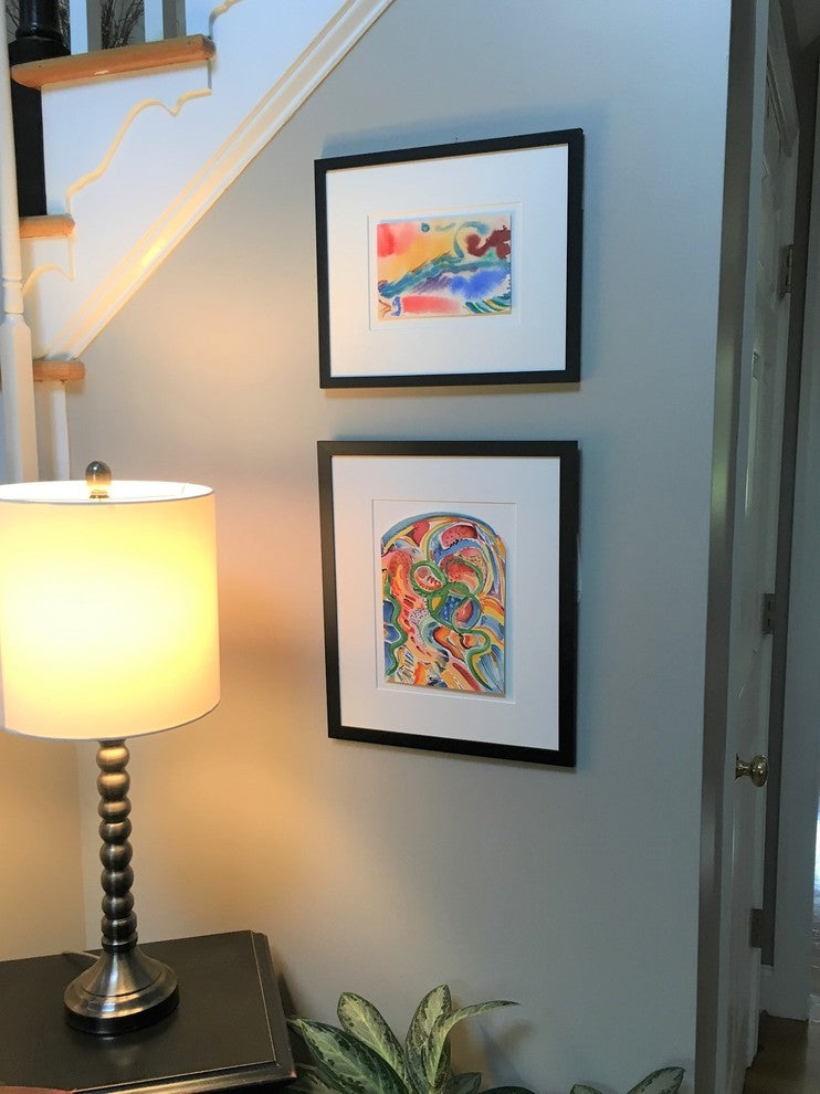 Original Abstract Watercolor Painting, "Future Cathedral Window," By Henry Brown