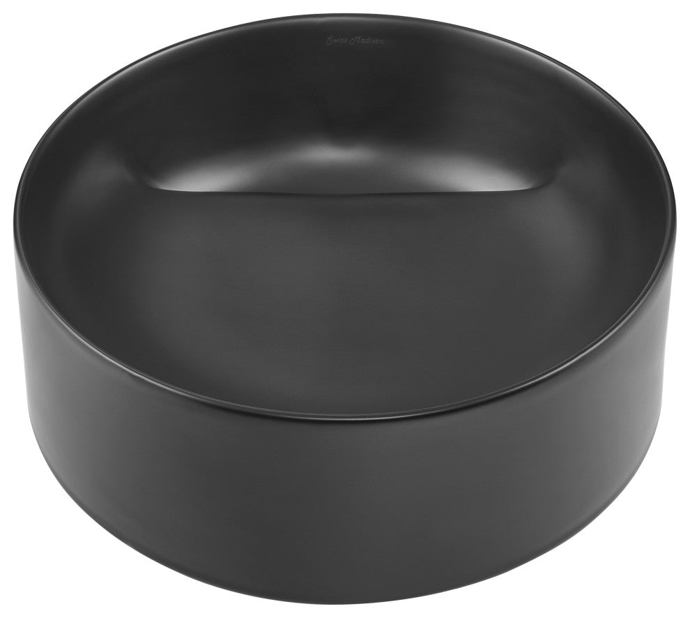 Beau 16.5" Round Vessel Bathroom Sink, Matte Black