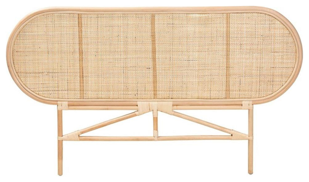 Baxton Studio Reegan Natural Brown Rattan Queen Size Standalone Headboard
