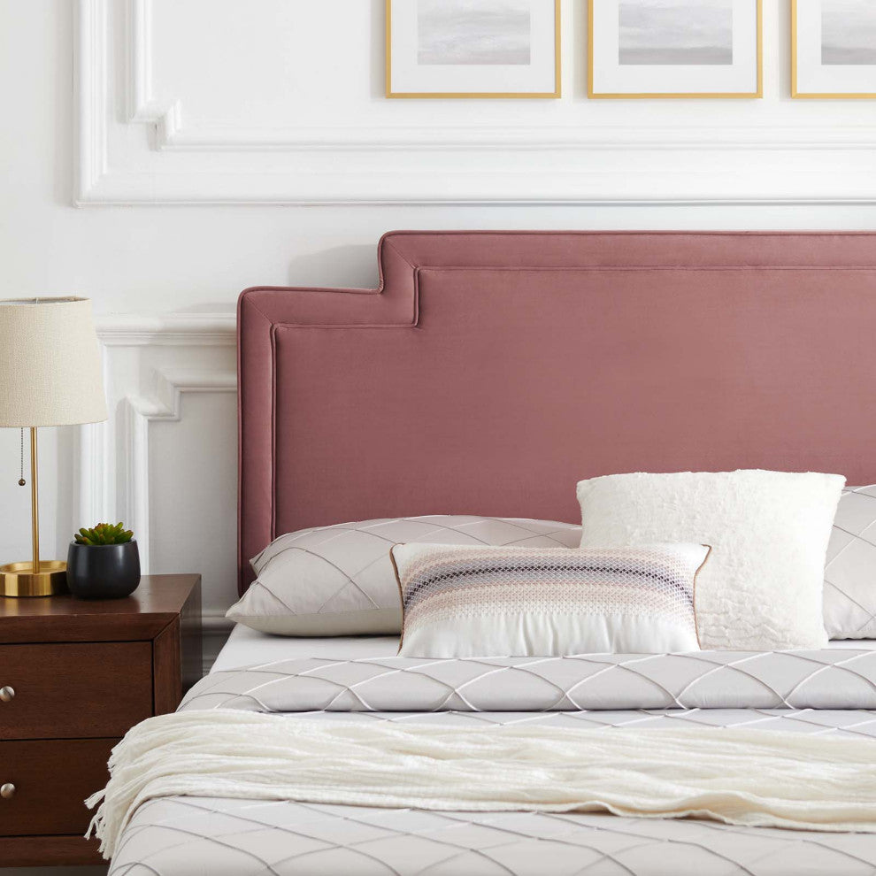 Liva Performance Velvet King Bed, Dusty Rose