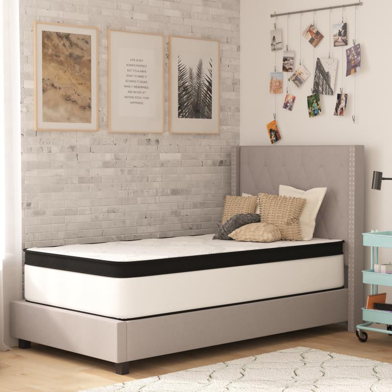 Capri Extra Firm 12 Inch CertiPUR-US Certified Hybrid Pocket Mattress, White, Twin