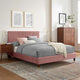 Yasmine Channel Tufted Performance Velvet King Platform Bed, Dusty Rose