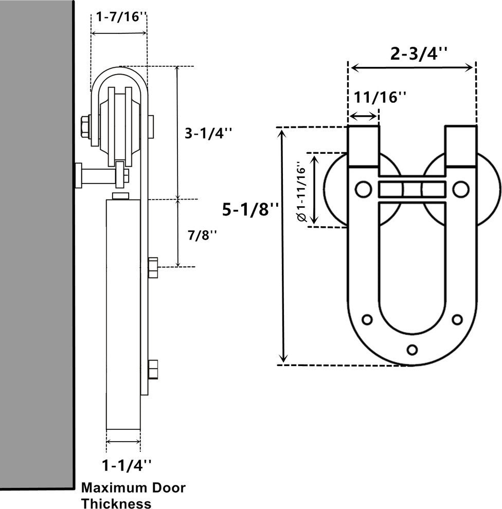Mini Sliding Barn Door Hardware Kit, Horseshoe Design, 30", Double