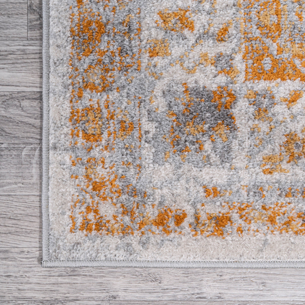 Indhira Ornate Medallion Persian Orange/Cream 2 ft. x 8 ft. Runner Rug