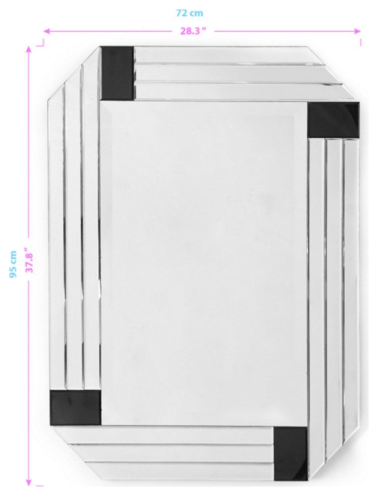 Silver Round Mirror With Black Corners
