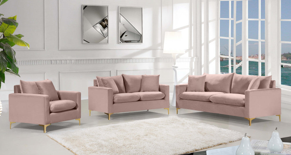 Naomi Velvet Upholstered Chair, Pink
