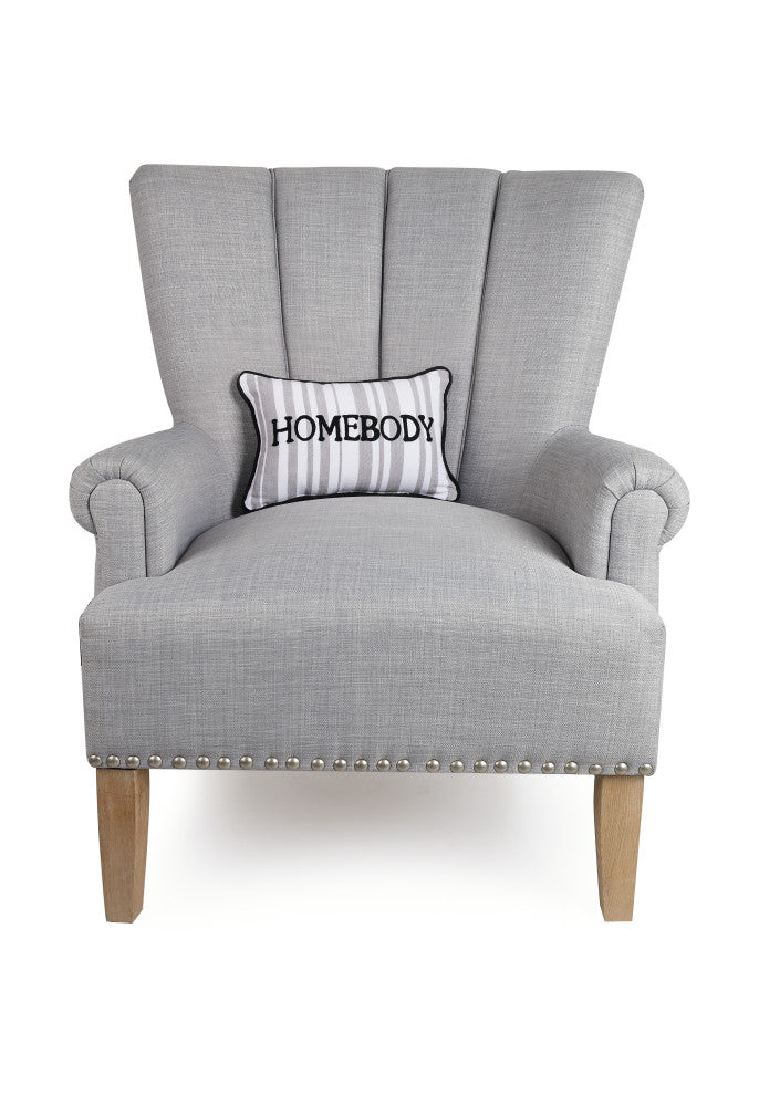 Gray Stripe Homebody Crewel Pillow