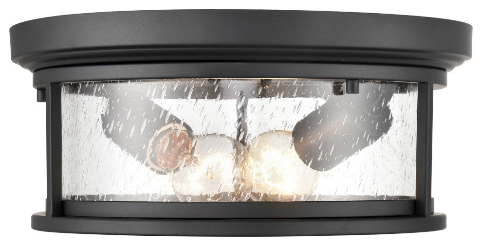 2 Light 12 in. Powder Coat Black Outdoor