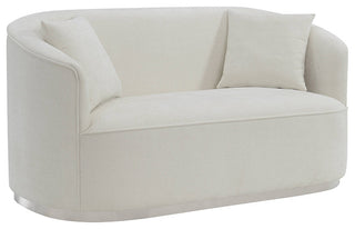 ACME Odette Loveseat With 2 Pillows, Beige Chenille