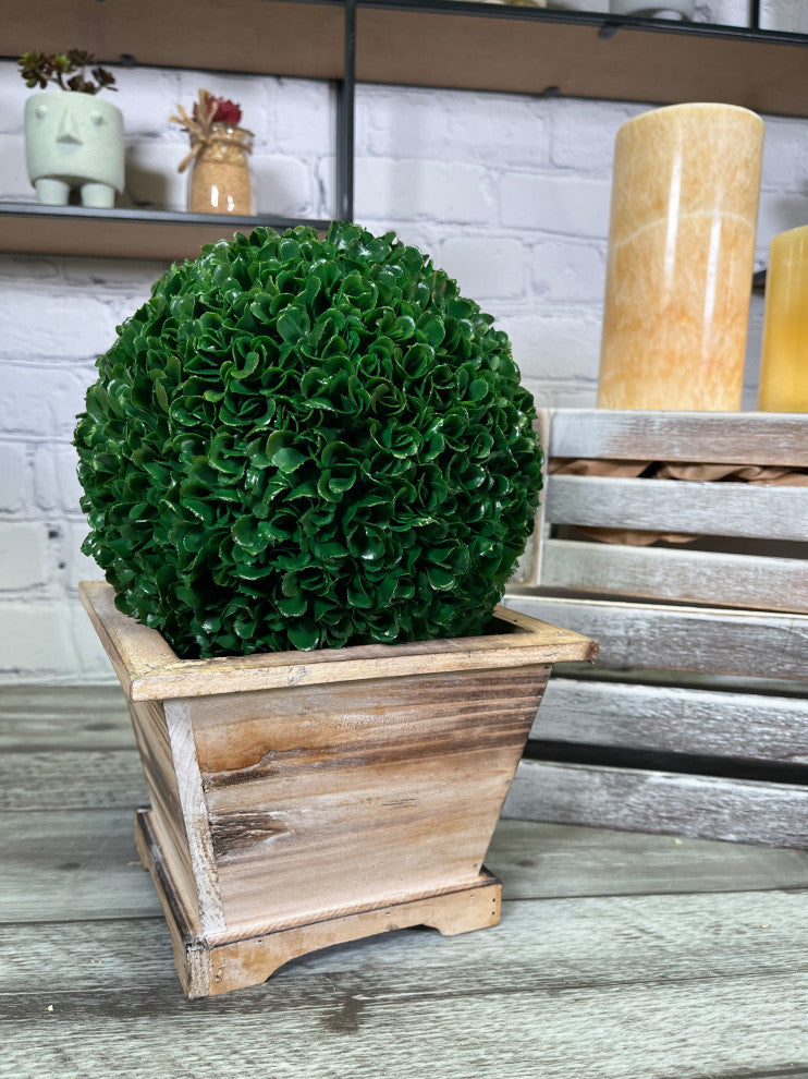 Artificial Boxwood Ball Topiary Plant 7.25"H, Green