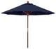 9' Square Push Lift Wood Umbrella, Olefin, Navy Blue