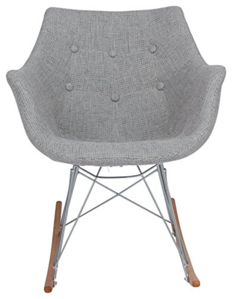LeisureMod Willow Twill Fabric Eiffel Rocking Chair