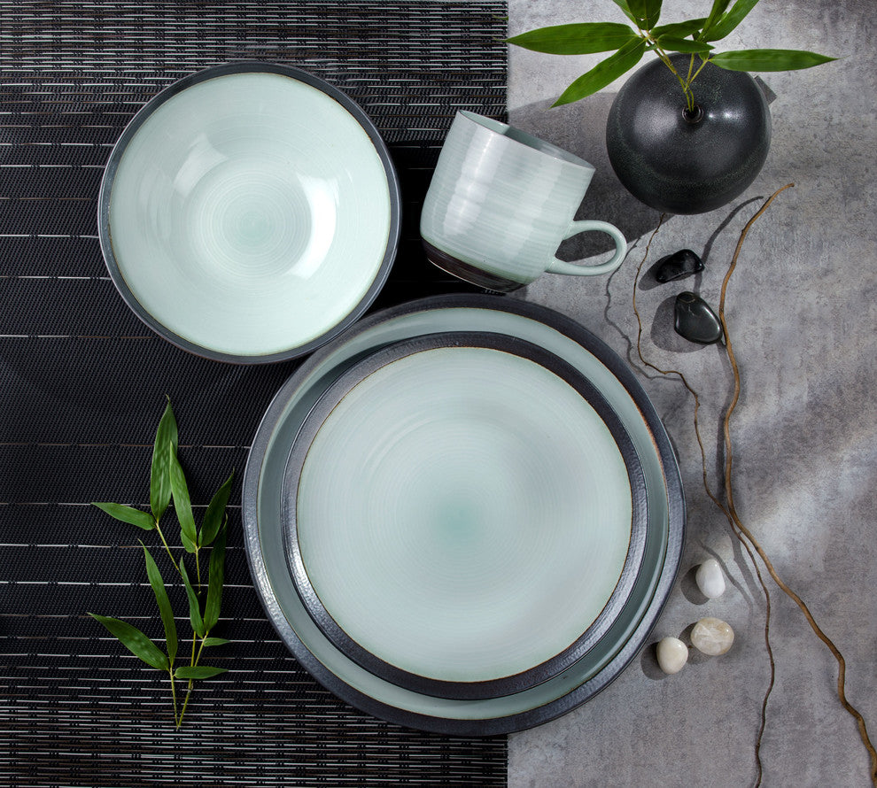 Diana 16 Piece Reactive Metallic Porcelain Dinnerware Set, Service for 4