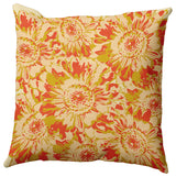 Big Flowers Decorative Throw Pillow, Mustard, 20"x20"