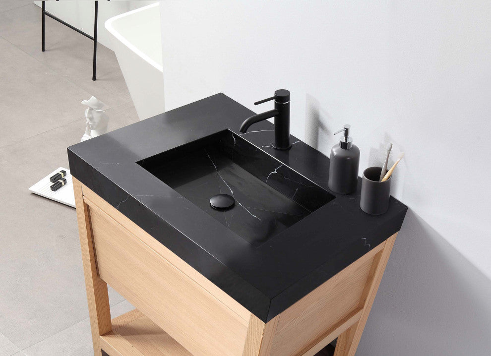BIBURY Freestanding Modern Bathroom Vanity, Whitewash Oak, 36"