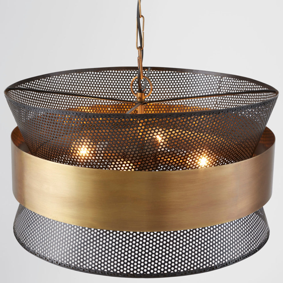 Capital Lighting 330447 4 Light 12" Tall Pendant - Patinaed Brass / Black