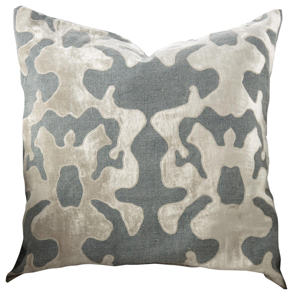 Ink Blot Pillow, Moonlight, 22" x 22"