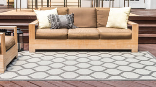 Unique Loom Gray Moroccan Outdoor 6' Round Rug