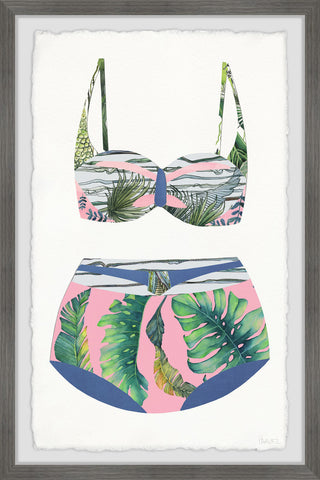 "Pink and Palms Swimsuit" Framed Painting Print, 16"x24"