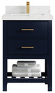 Parker 24" Single Sink Bath Vanity, Navy Blue 2" Empira White