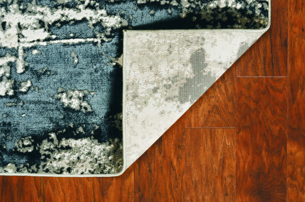 HomeRoots 6' x 9' Polyester Silver Charcoal Area Rug