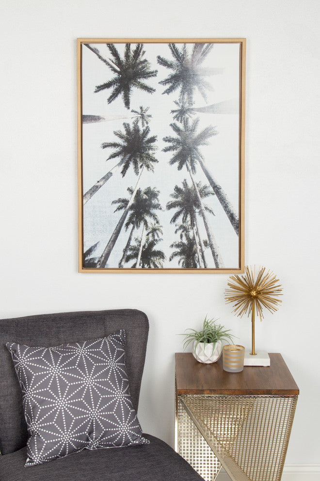 DesignOvation Palm Trees Natural Framed Canvas Wall Art