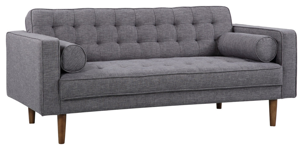 Element Mid Century Modern Loveseat, Dark Gray Linen and Walnut Legs