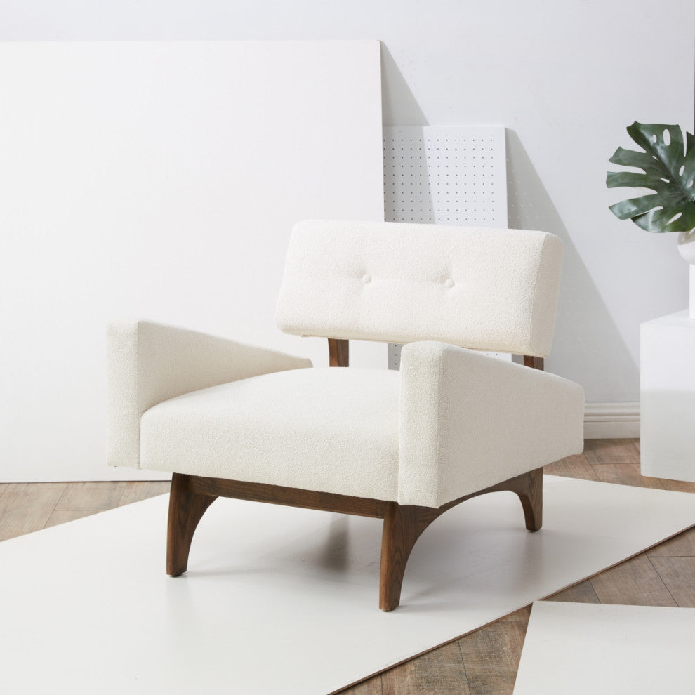 Safavieh Couture Davidson Scandinavian Accent Chair, Ivory/Dark Brown