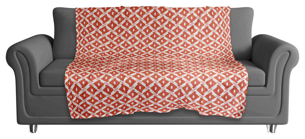 Whimsical Diamond Pattern in Red Fleece Blanket