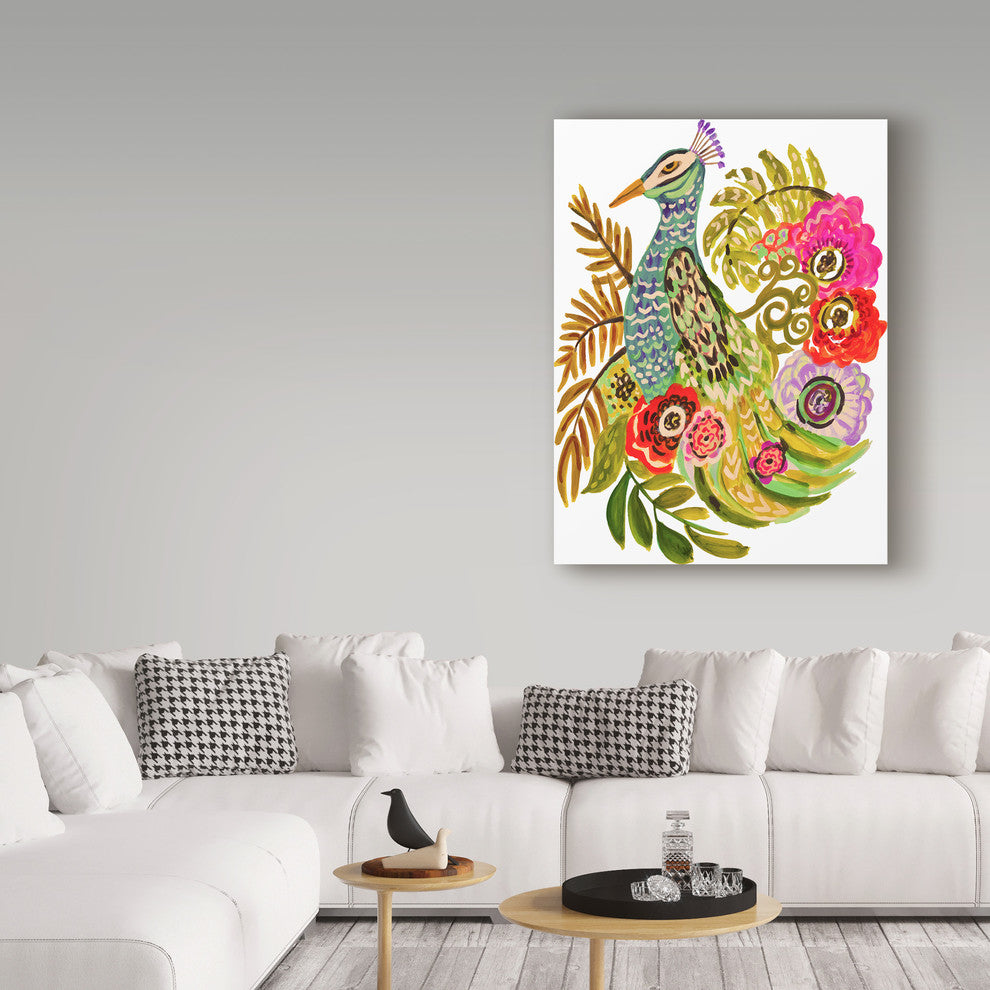Karen Fields 'Peacock Blue' Canvas Art, 24"x18"