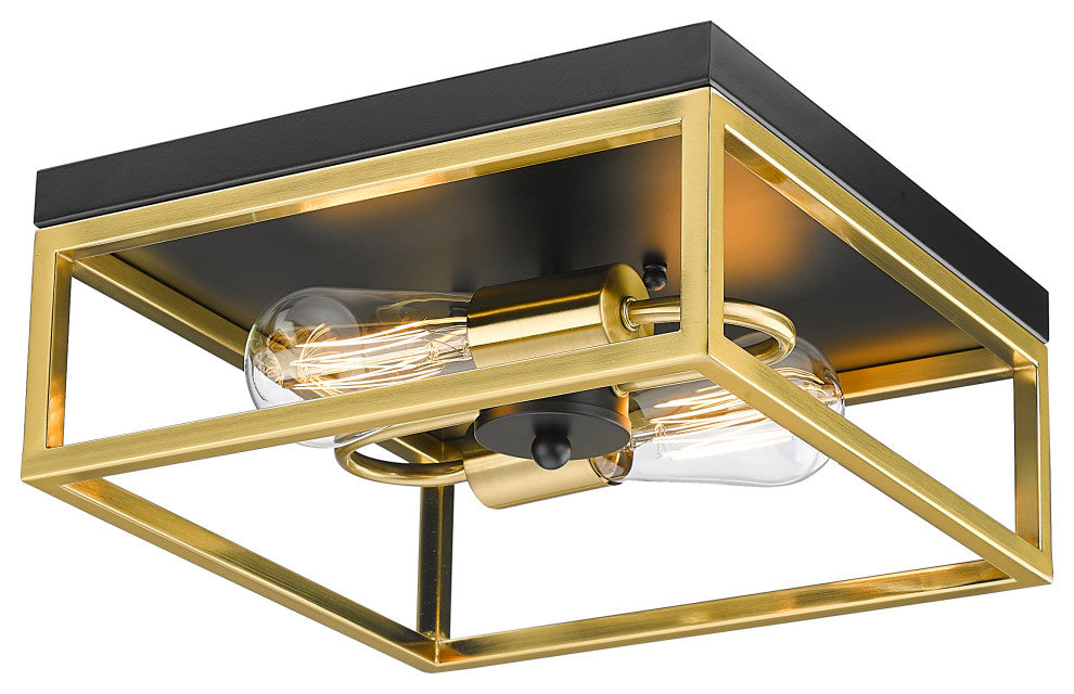 Bethel International YS2181C12BGD 2 Light Flush Mount, Black and Gold