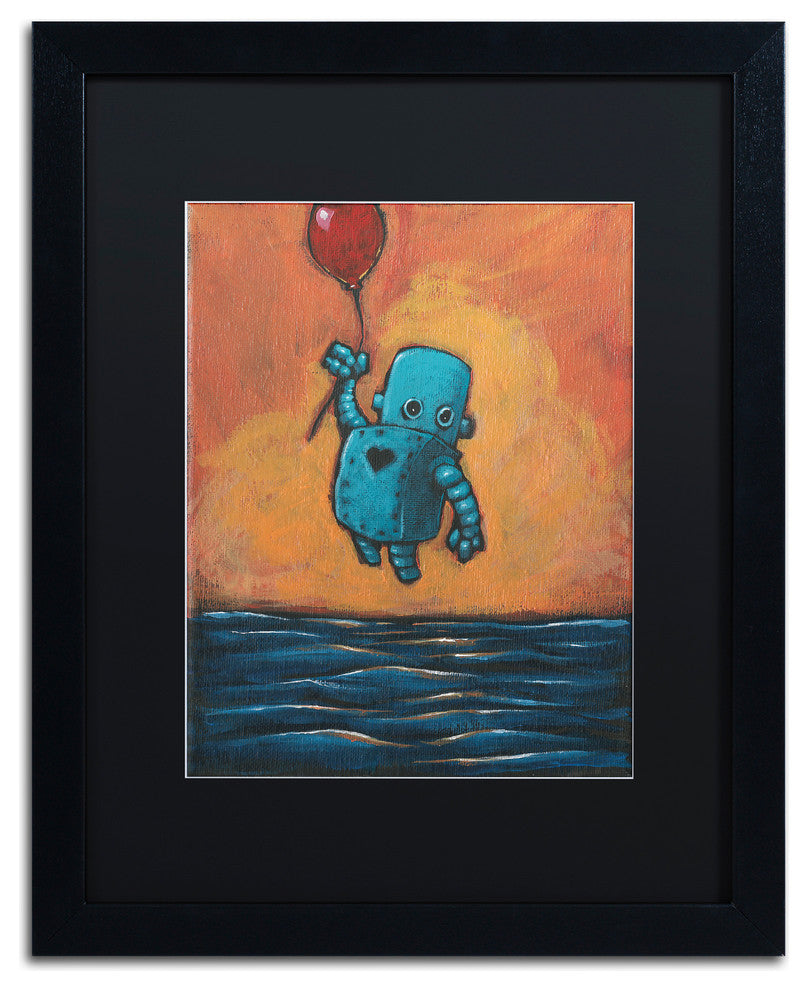 ''Float Ii'' Matted Framed Art, Black Frame, Black Matte, 20x16