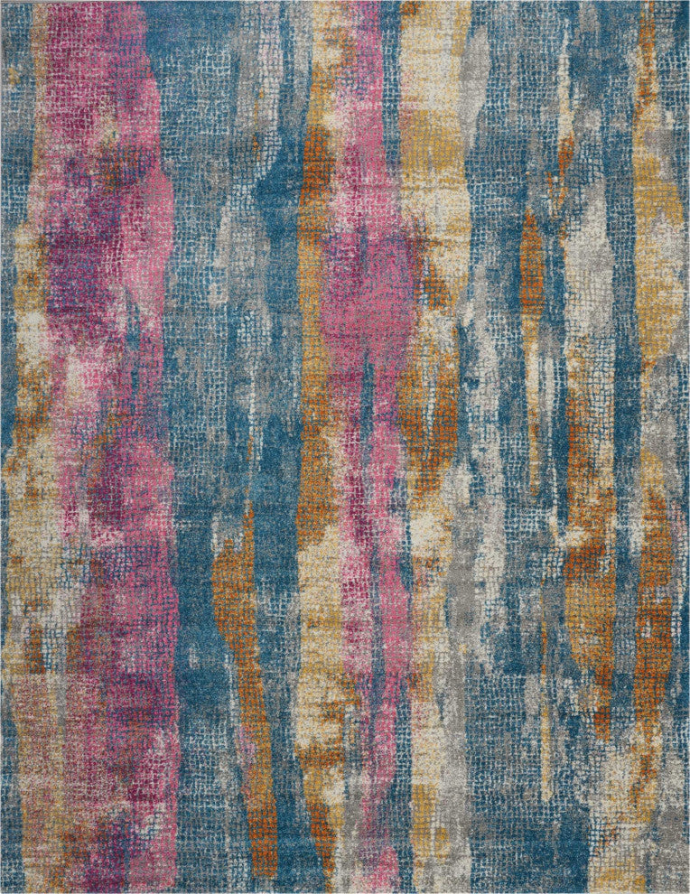 8 x 10 Gray Colorful Abstract Stripes Area Rug