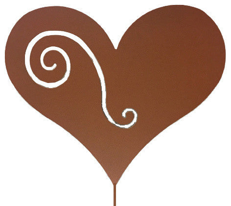 Heart Art, Rust Powder Coat, Garden Stake