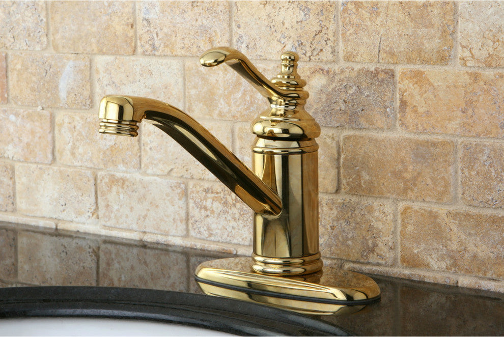 Kingston Brass Single-Handle Bathroom Faucet With Push Pop-Up, Polished Brass