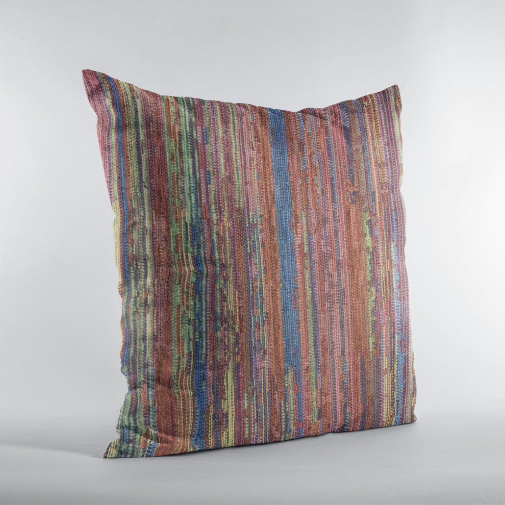 Plutus Multi-Color Red Sea Stripe Luxury Throw Pillow, 20"x20"