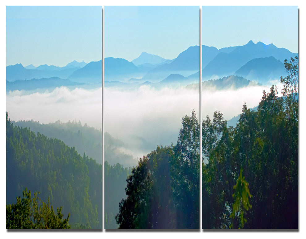 Morning in Blue Ridge Parkway, Landscape Triptych Canvas Print, 36x28, 3 Panels