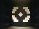 9" Half Round Closed Top Ceramic Wall Sconce, Ventana Center Cut Design, Tan