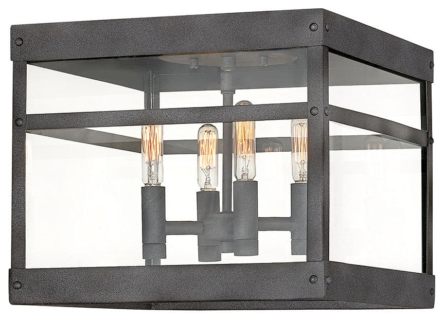 Hinkley Porter Small Flush Mount, Aged Zinc